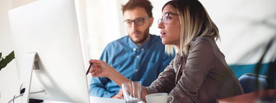 Discussing work in the office