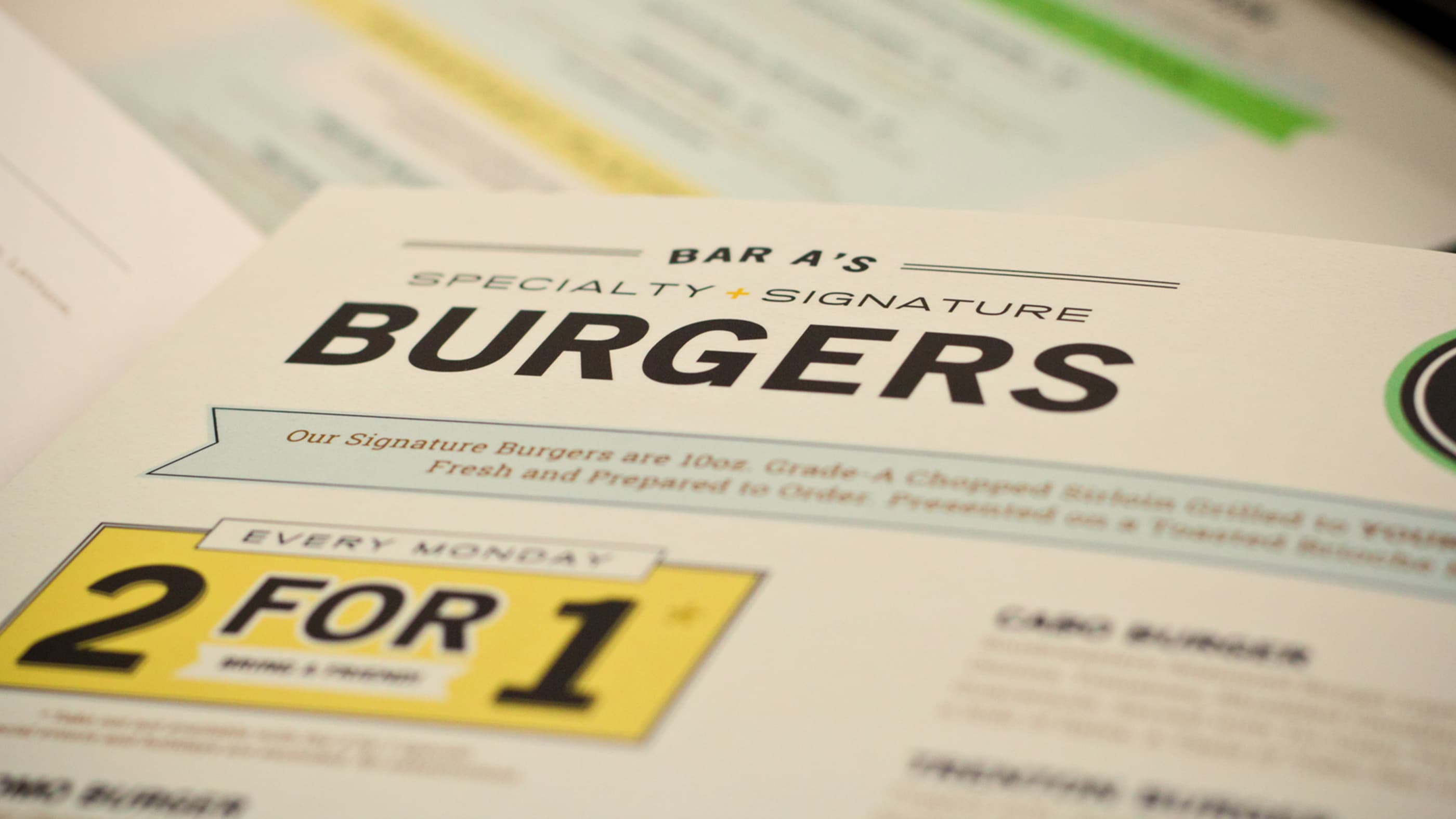 Bar A Menu Design