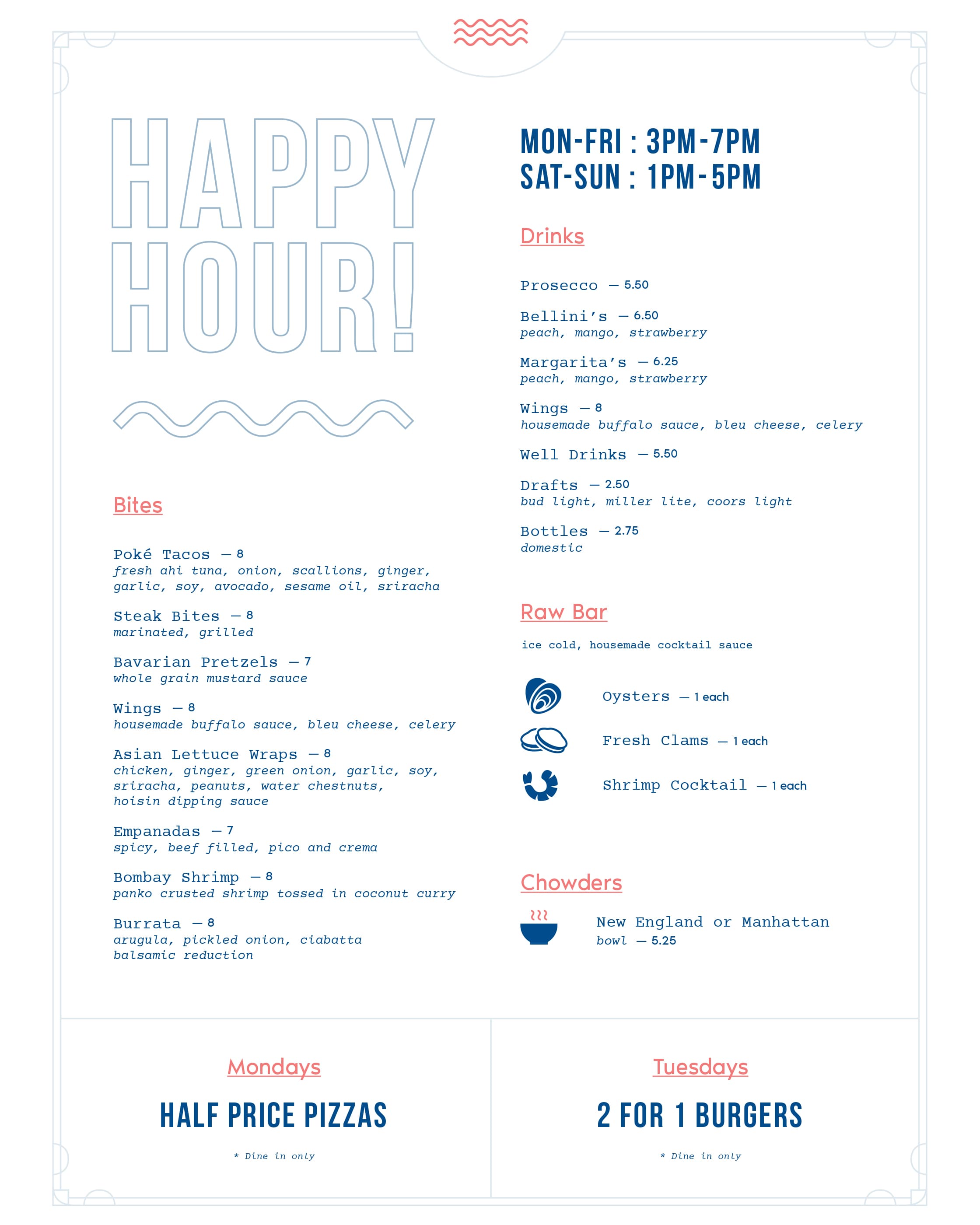 Marina Grille Menu