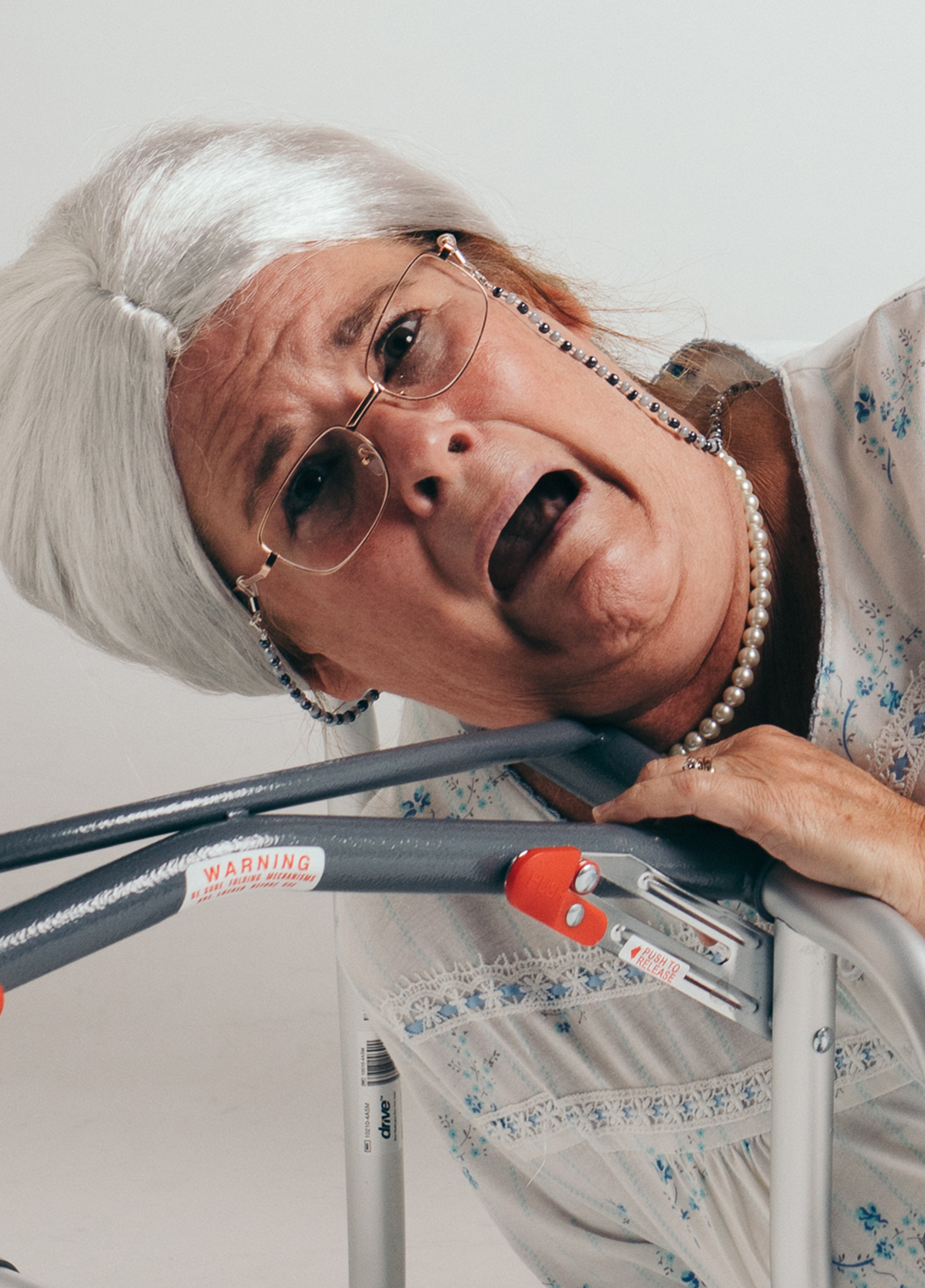 A woman on a walker.