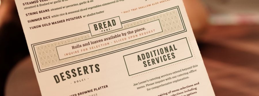 Joe Leone's Menu Detail