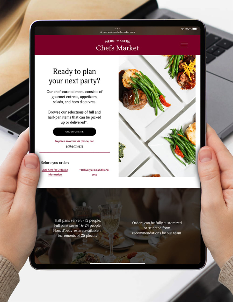 Chefs Market Responsive Website Design shown on an iPad