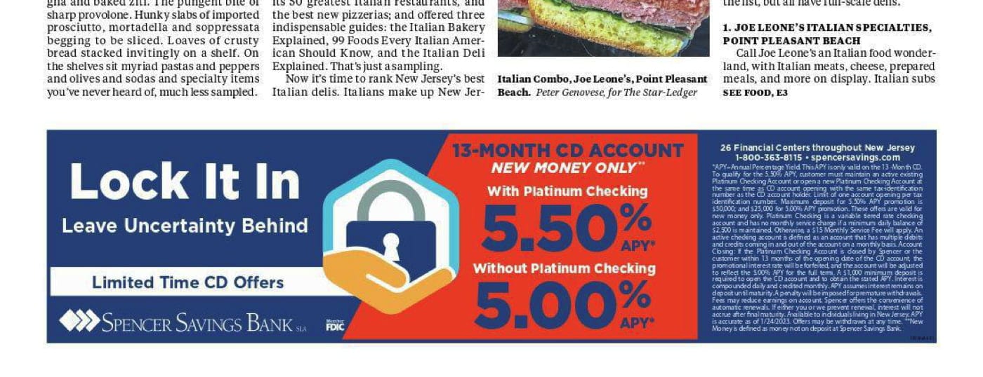 Spencer Savings Star Ledger ad