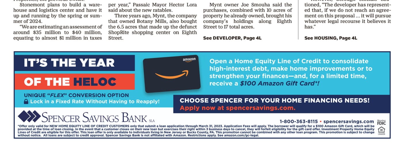Spencer Savings Star Ledger ad