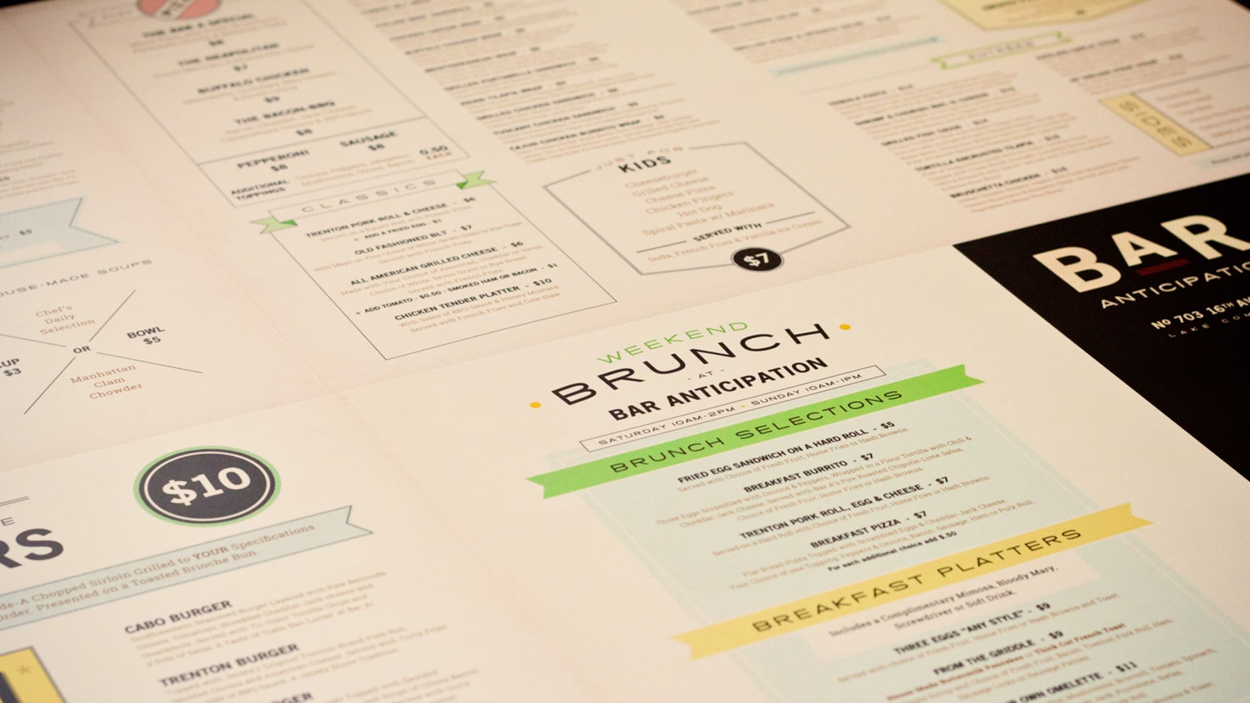 Bar A Menu Design