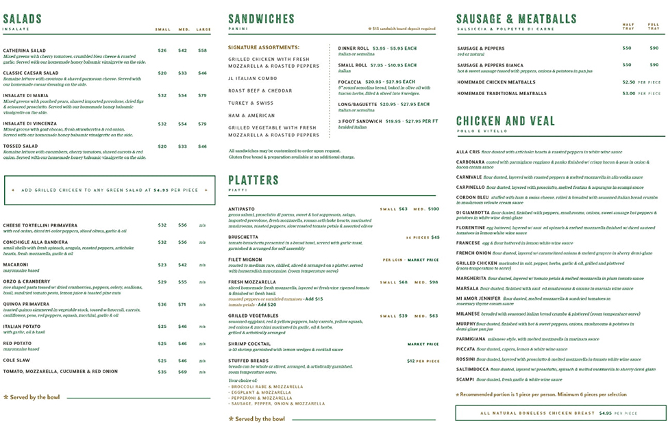 Joe Leone's Menu Design